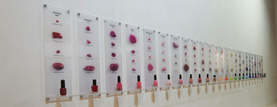 Student work displayed on a wall part of the ADA ROTOR project