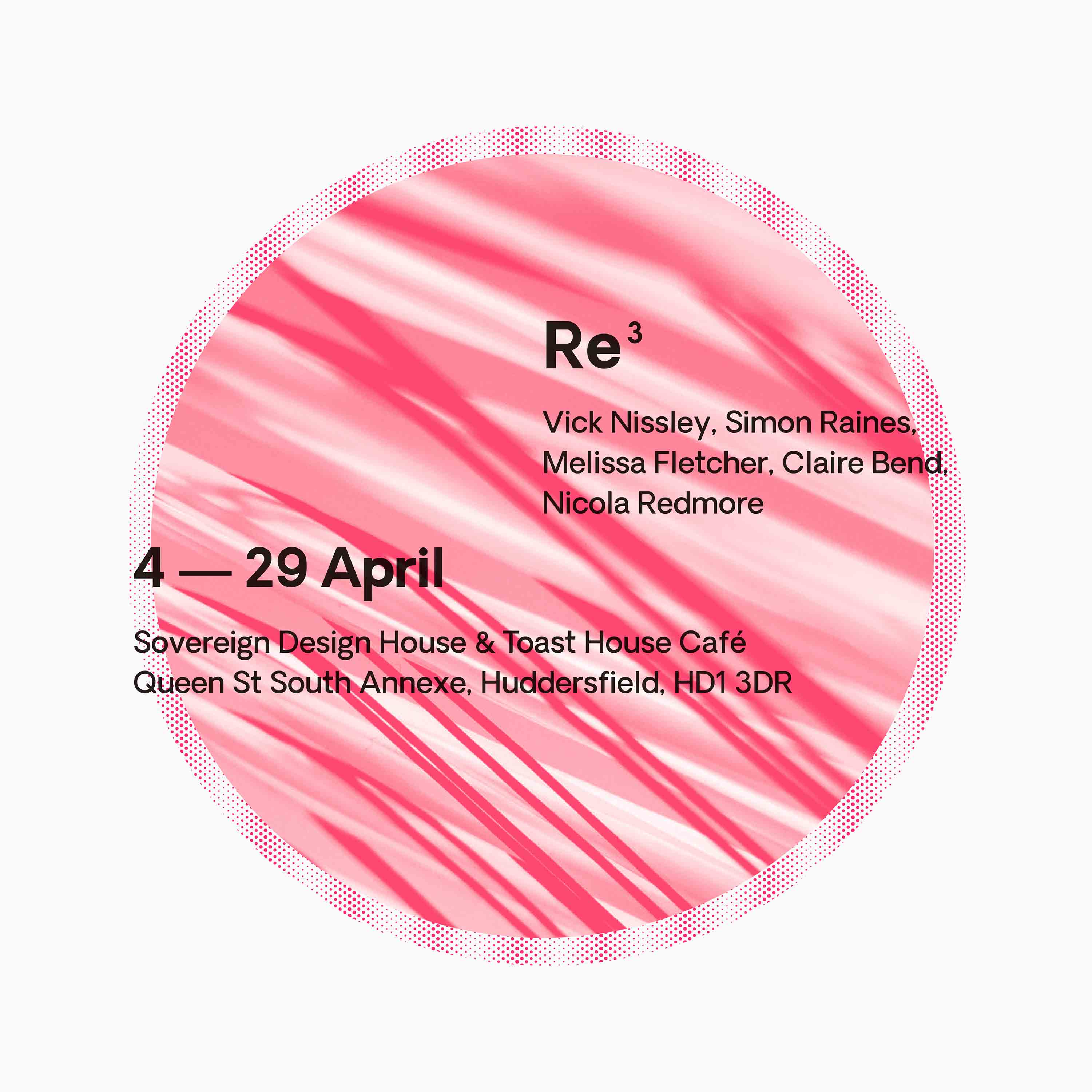 Pink circle with black text