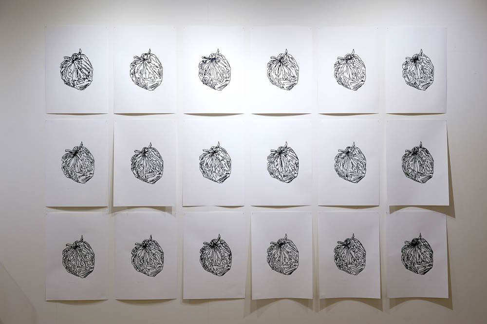 Installation shot of Temporary Contemporary Black Bag