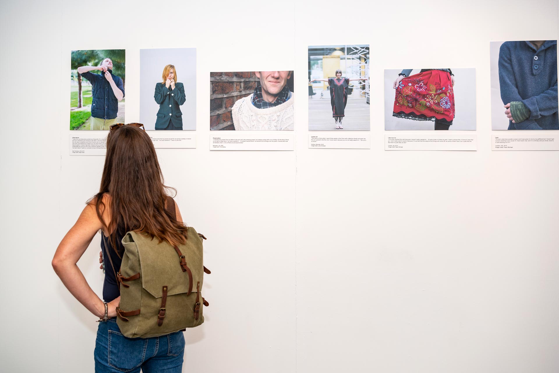 A visitor at The Laundry Pile exhibition