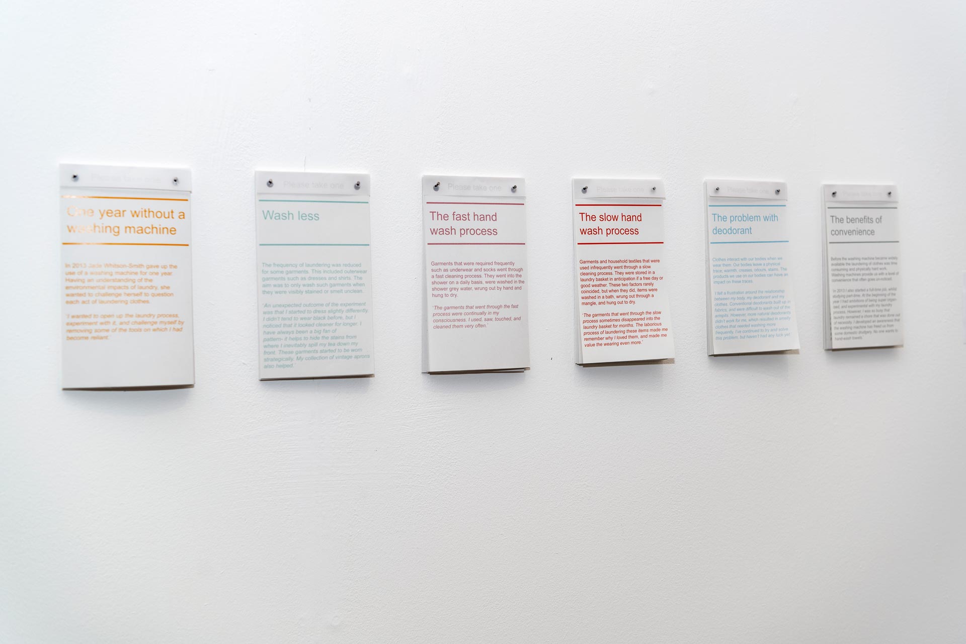 Zines on display at the Laundry Pile exhibition