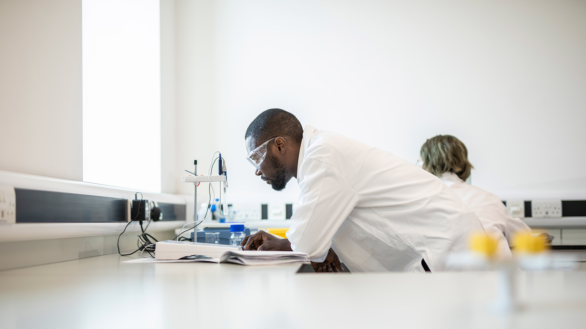 A student undertaking research at the University