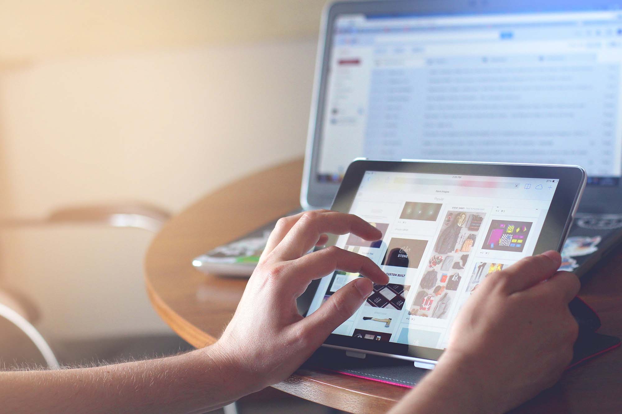 Stock image of a person using a tablet